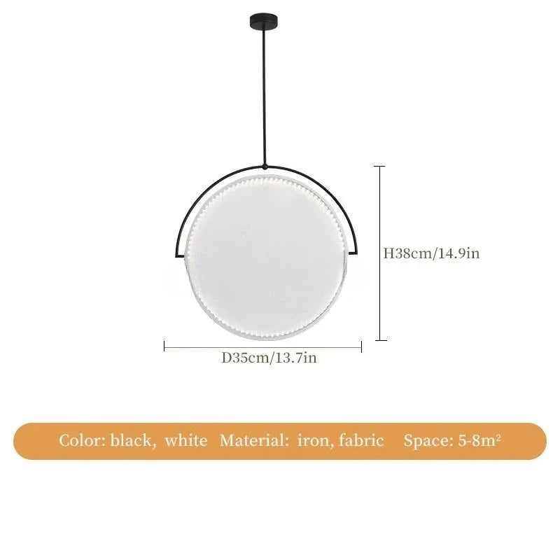Nordic Iron Pendant Light with Fabric Shade