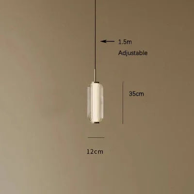 Modern Stacked Ribbed Glass Capsule Pendant Light in Black and Copper