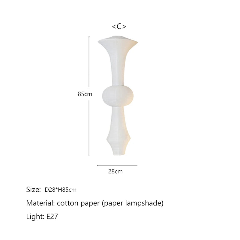 Wabi Sabi Rice Paper Style Totem Pendant Light for Staircase and Living Room