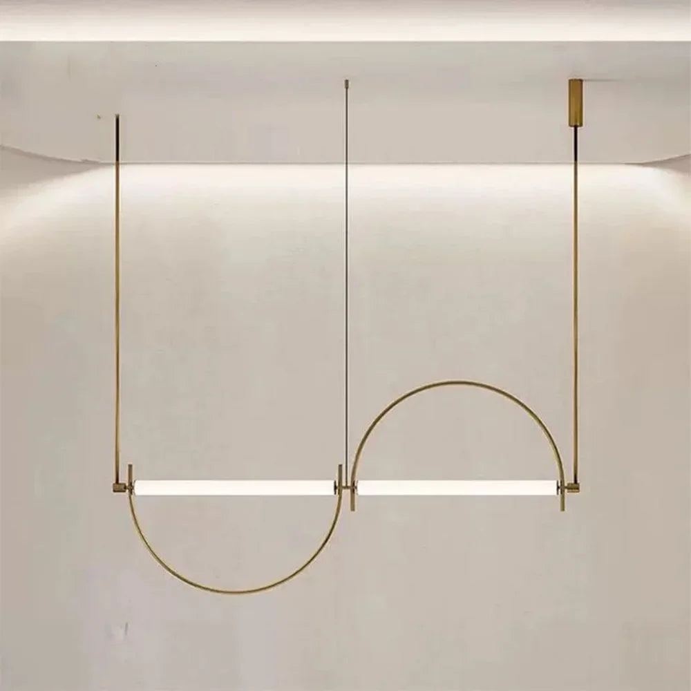 Minimalist Iron Arch Pendant Light for Living Room