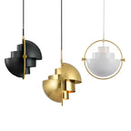 Danish Style Multi Shade Brass Pendant Light 28cm for Dining Room