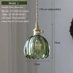 Multi-Style Nordic Pendant Lamp Green Glass Ceiling Lighting Kitchen Island Hand Brass Hanging Light fixtures for Dining Room