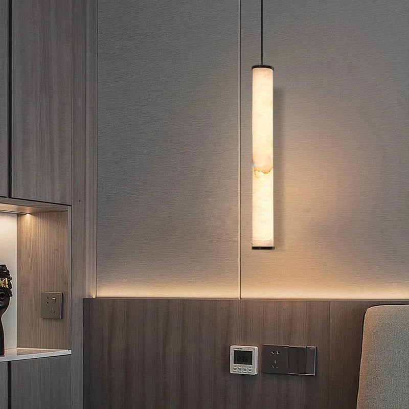 Minimalist Copper Marble Pendant Light for Bedroom