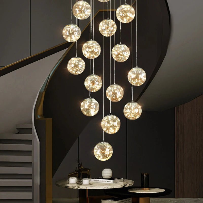 Nordic Glass Sphere Pendant Light for Stairwell