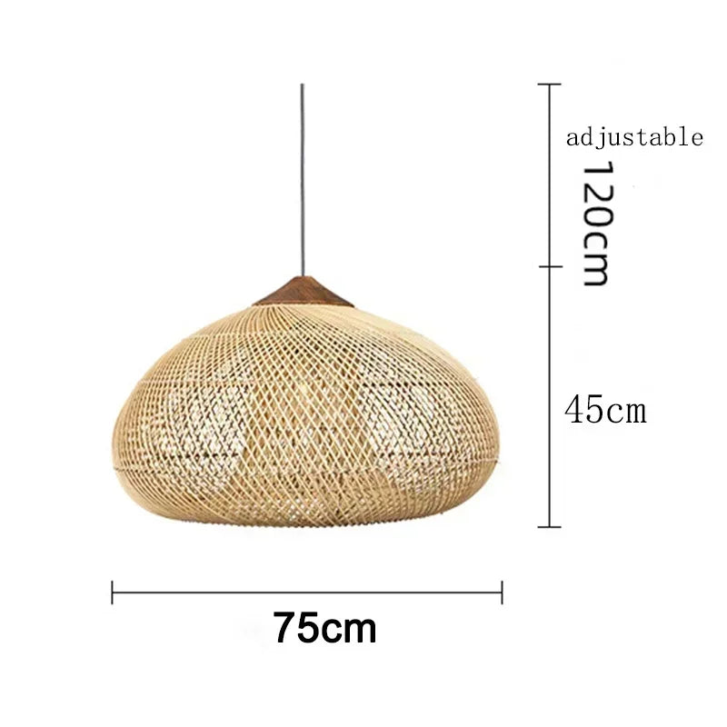 Handwoven Rattan Pendant Light - Bohemian Wabi Sabi