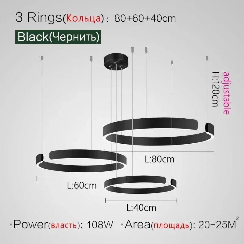 Nordic Copper Ring Pendant Light for Dining Room