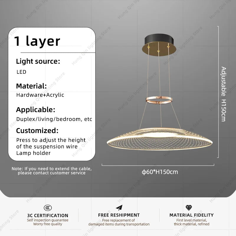 Nordic Aluminum LED Pendant Light for Living Room