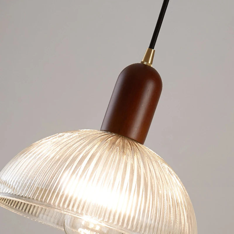 Vintage Glass Pendant Light with Iron Base