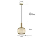 Nordic Modern Ribbed Glass Pendant Light Green/Grey/Amber Glass Hanging Lamp for Kitchen Island Dining Room Home Decor E27