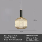 Vintage Striped Glass Pendant Light in Green Gray and Amber for Kitchen Island