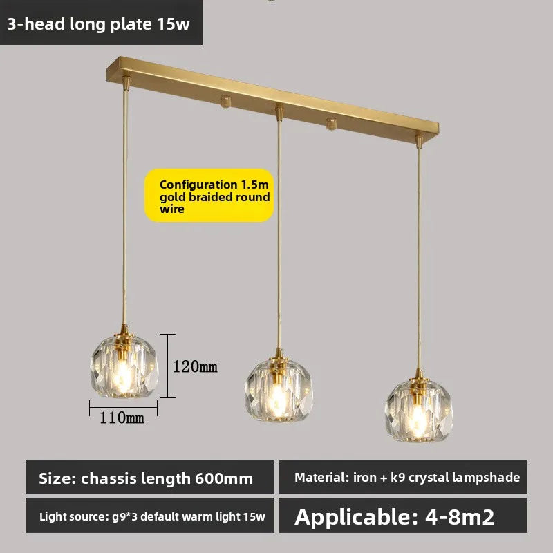 Crystal Glass Pendant Light for Dining Room