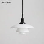 Danish Three Tier Glass Dish Pendant Light in White and Gold for Dining Room