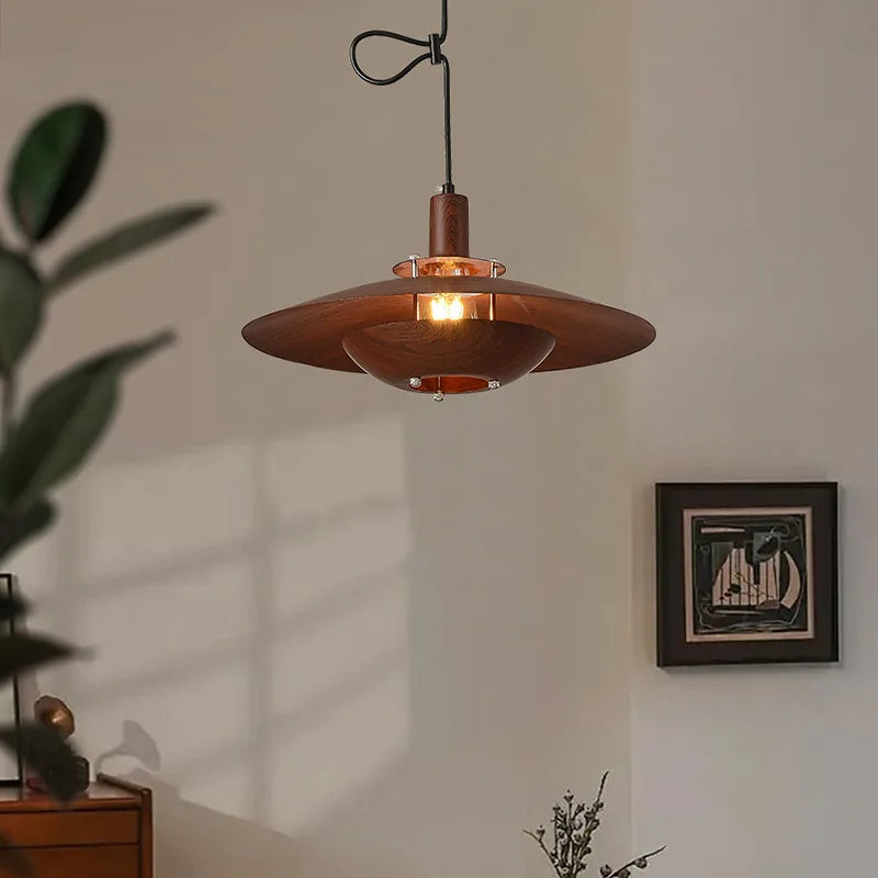 Retro Iron Pendant Light with Copper Shade