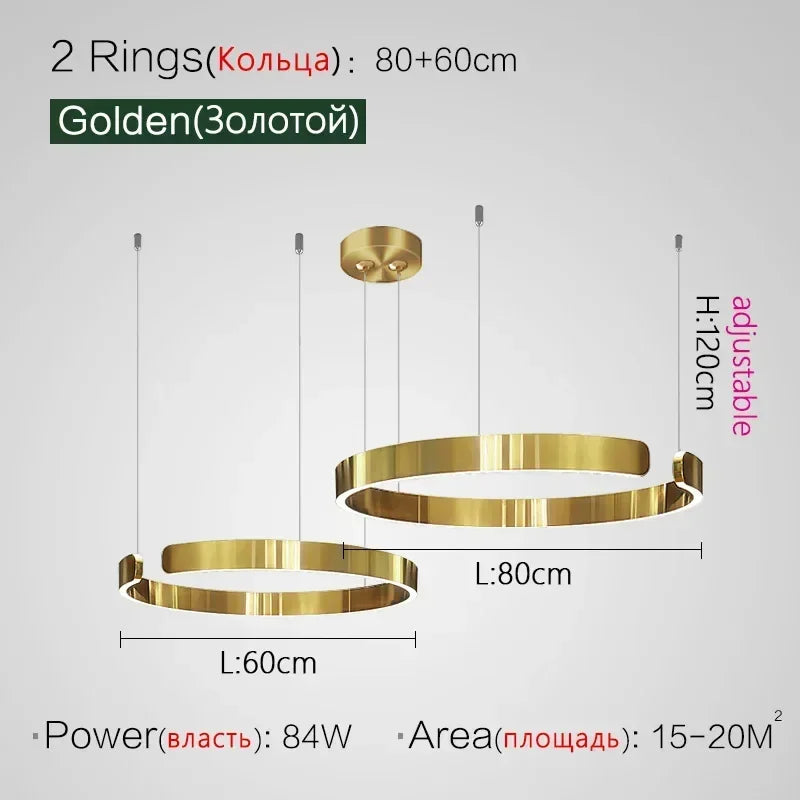 Nordic Copper Ring Pendant Light for Dining Room
