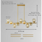 Glass Globe Mid Century Chandelier Linear Dining Light