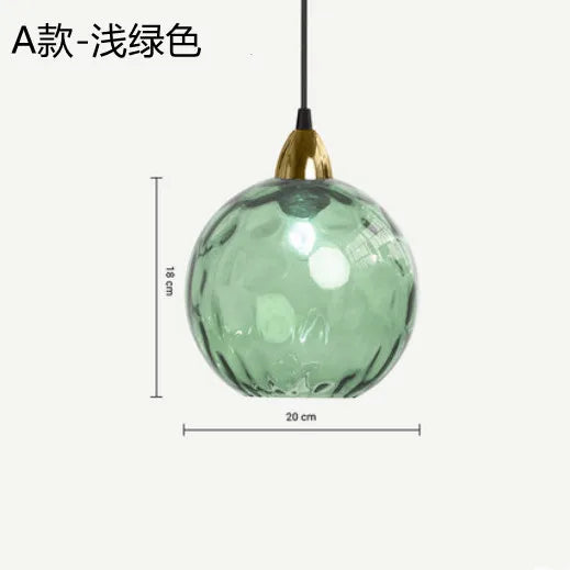 Nordic Dimpled Glass Ball Pendant Light in Jewel Colors for Kitchen