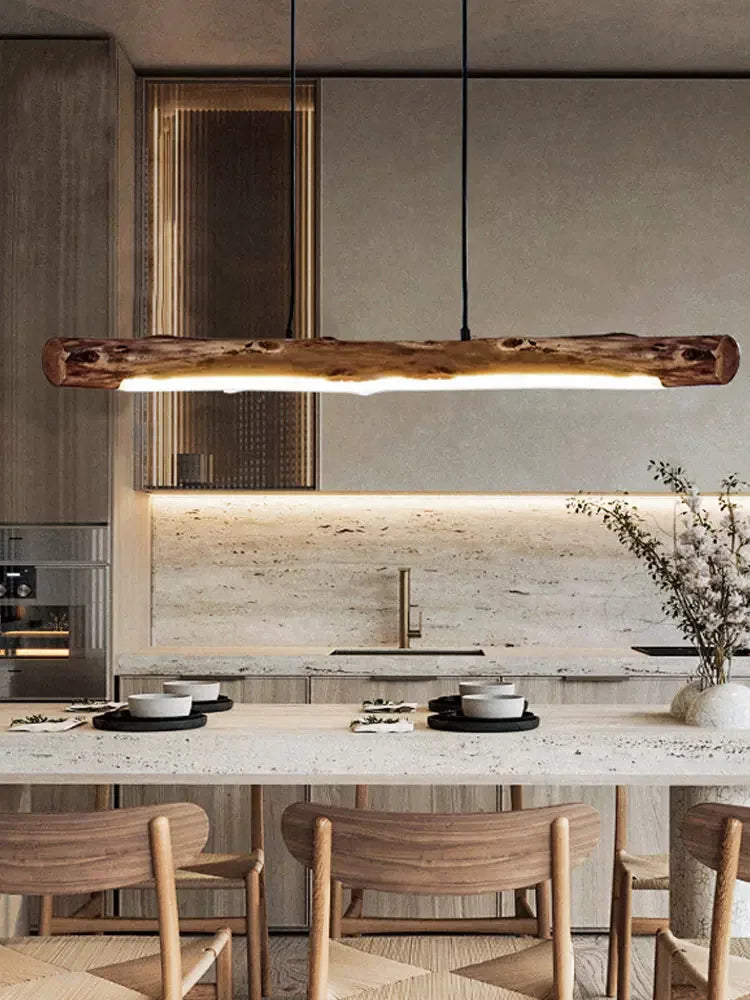 Lámpara colgante nórdica de madera para comedor