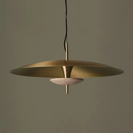 Minimalist Iron Pendant Light with Marble Detail