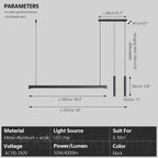 Minimalist Black Aluminum Linear Pendant Light