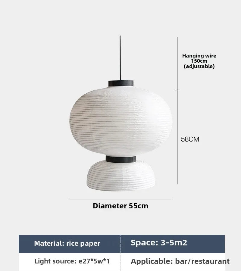 Lámpara colgante de papel minimalista con diseño de farol japonés