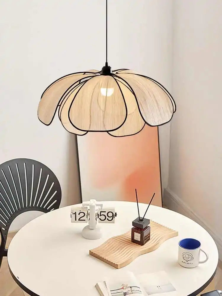Vintage Hand Woven Fabric Lotus Chandelier for Dining Room and Bedroom