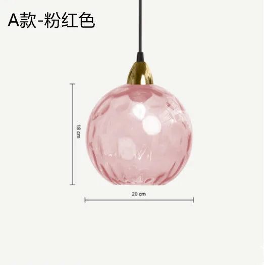 Nordic Dimpled Glass Ball Pendant Light in Jewel Colors for Kitchen
