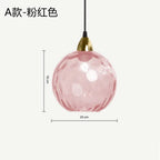 Nordic Dimpled Glass Ball Pendant Light in Jewel Colors for Kitchen