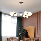 Nordic Round Glass Pendant Light Iron Frame