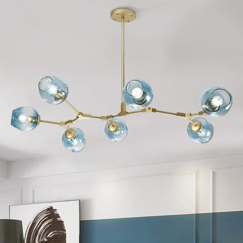 Lámpara Colgante Moderna de Cristal - Lámpara de Techo de 6 Luces