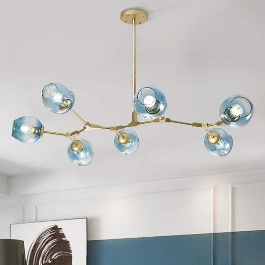 Modern Glass Pendant Light - 6 Bulb Hanging Lamp
