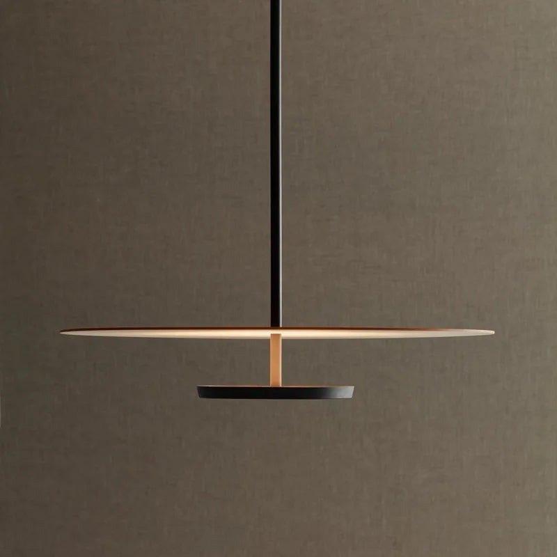 Minimalist Iron Pendant Light with Wooden Accent