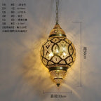 Moroccan Carved Brass Lantern Pendant Light for Restaurant and Hallway