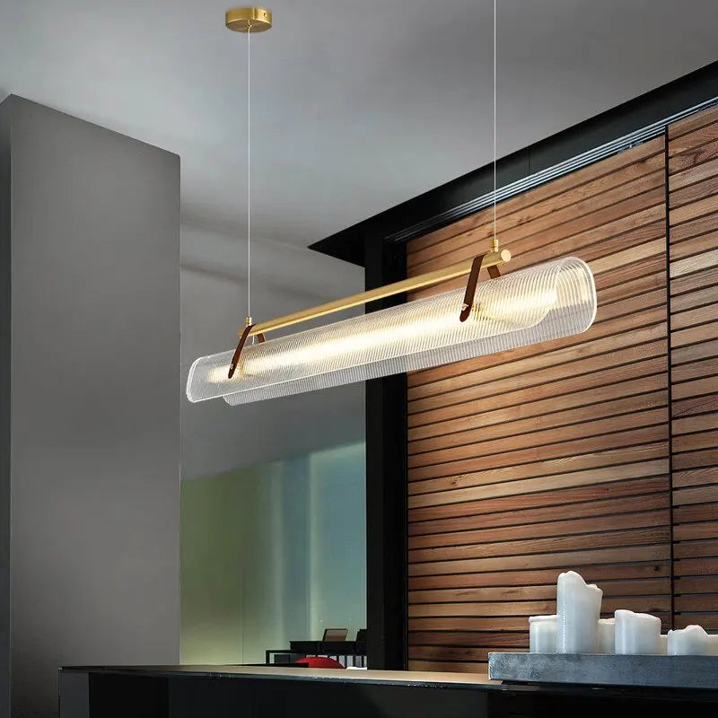Lámpara colgante minimalista de cristal acrílico para comedor