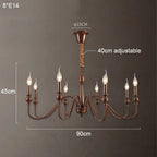 Candelabro de hierro negro con detalles de cristal