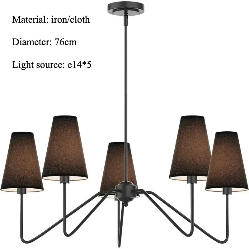 Nordic Iron Pendant Light with Fabric Shades