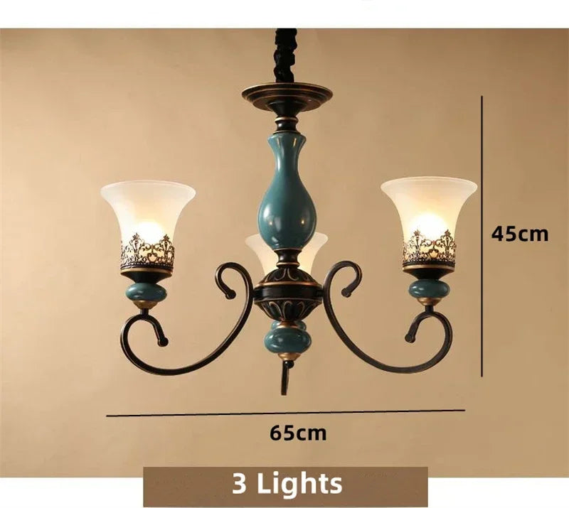 Vintage Iron Ceramic Chandelier Dining Room