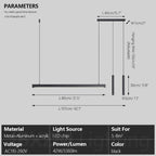 Minimalist Black Aluminum Linear Pendant Light