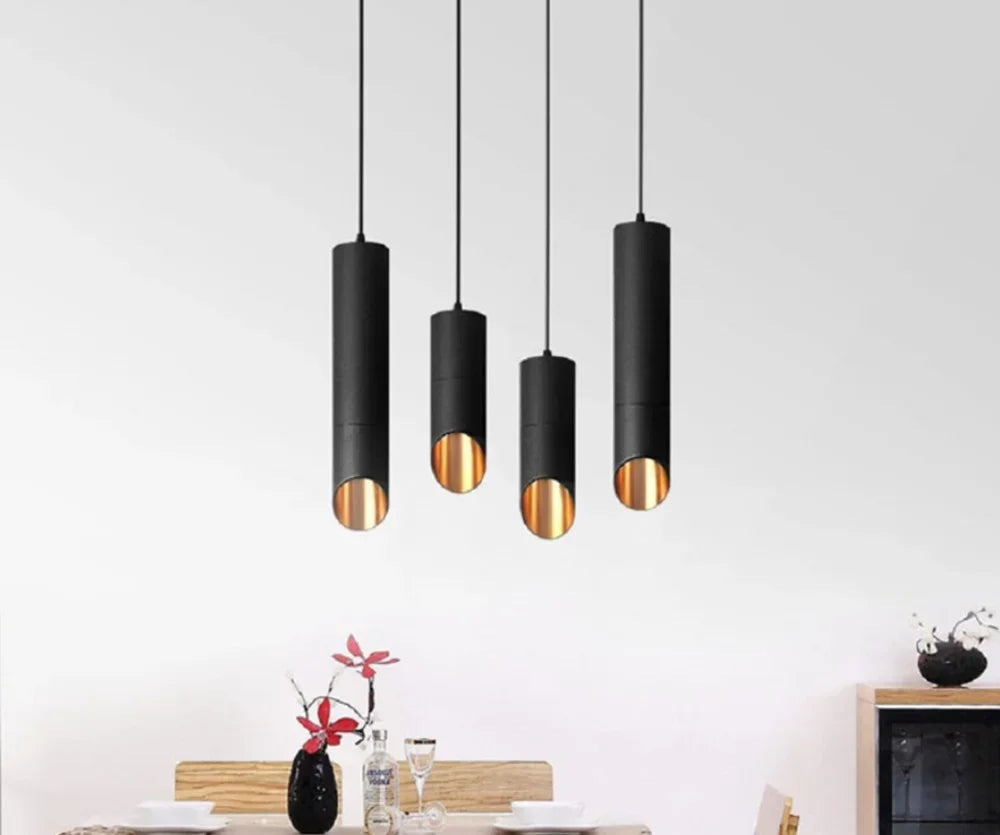 Modern Dimmable LED Spotlight Tube Pendant in Black and White for Kitchen Island