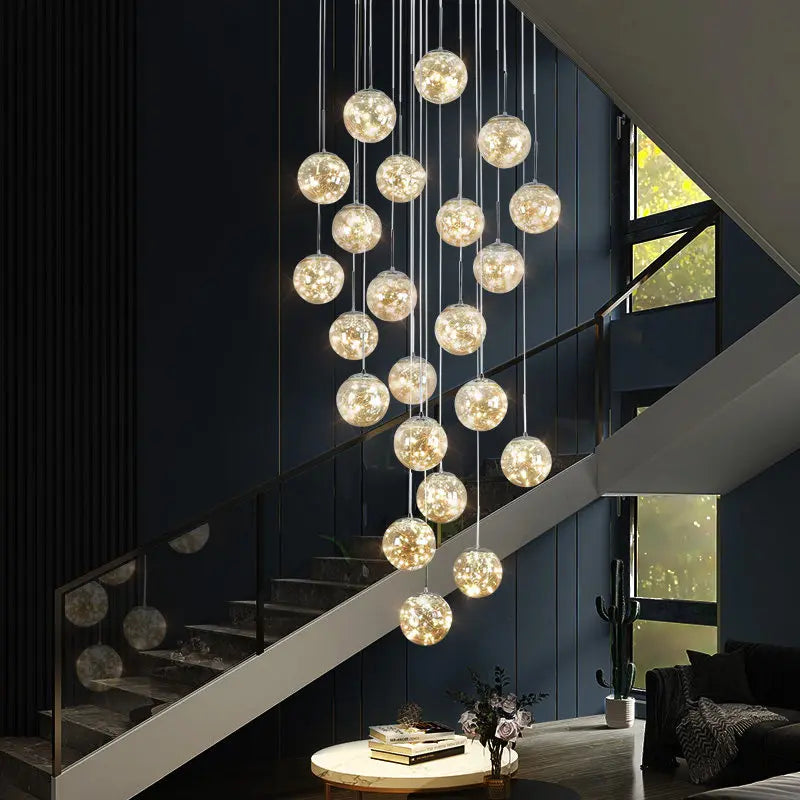 Nordic Glass Sphere Pendant Light for Stairwell