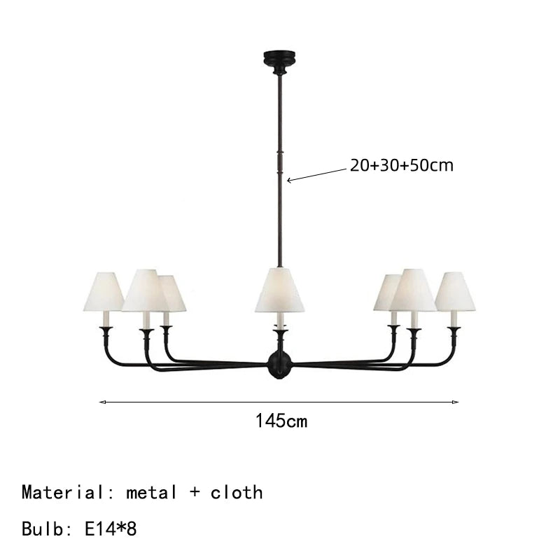Modern Black Pendant Light Fabric Shade Crystal Accents