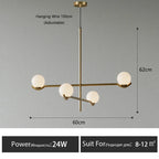 Lámpara colgante minimalista de hierro y cristal para sala de estar