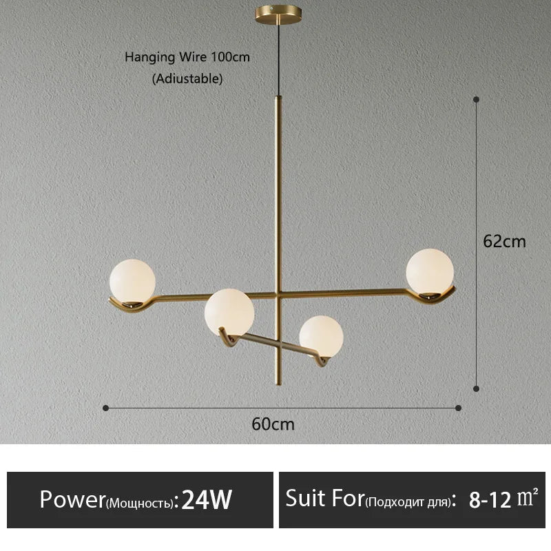 Minimalist Iron Glass Pendant Light for Living Room