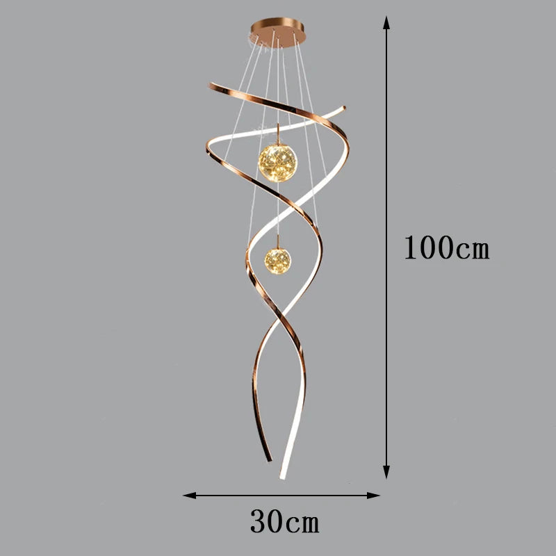 Modern LED Pendant Light with Twisted Metal Arms