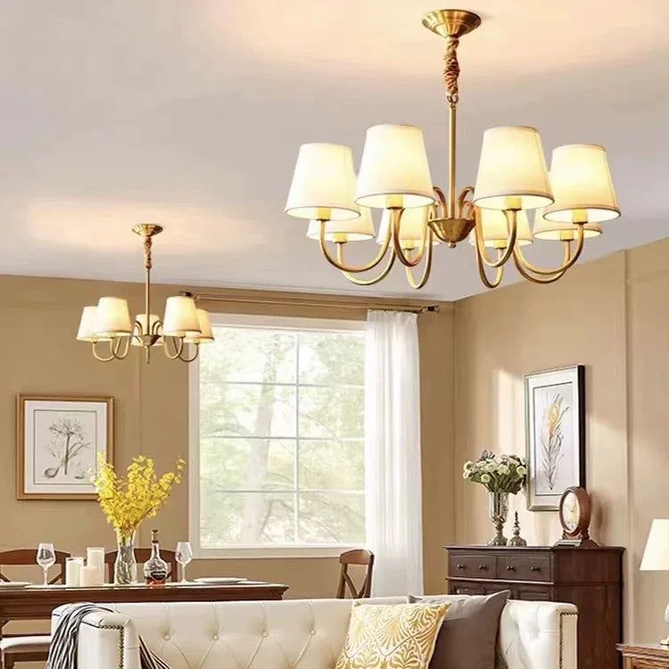 Copper Pendant Chandelier - American Style Hanging Lamp