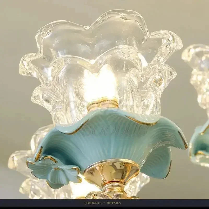 Blue Crystal Ceramic Chandelier - Living Room