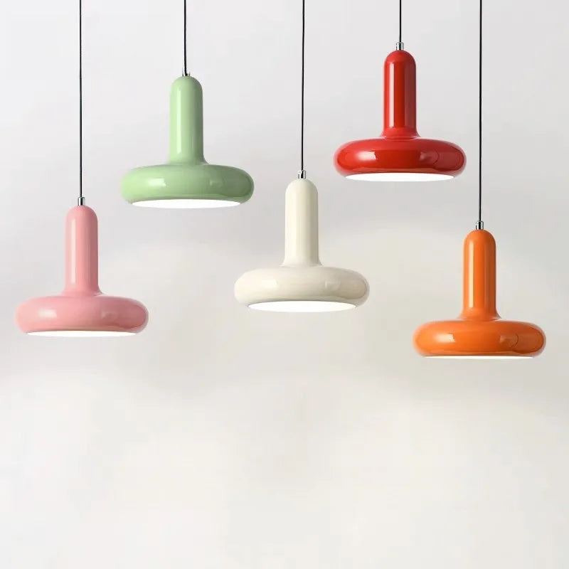 Bauhaus Glossy Mushroom Pendant Light in Five Cream Colors for Bedside