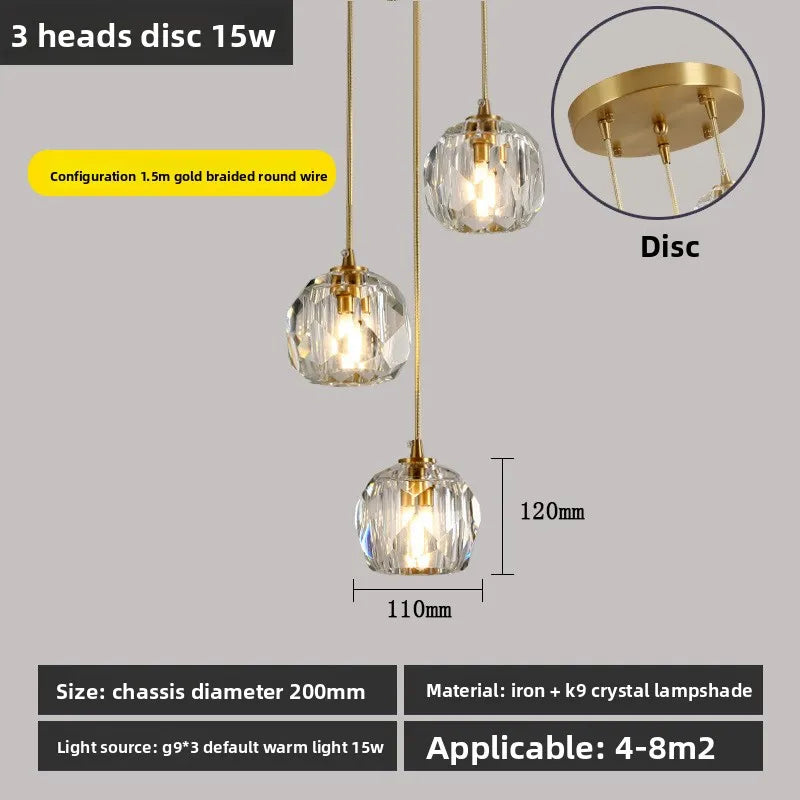 Crystal Glass Pendant Light for Dining Room