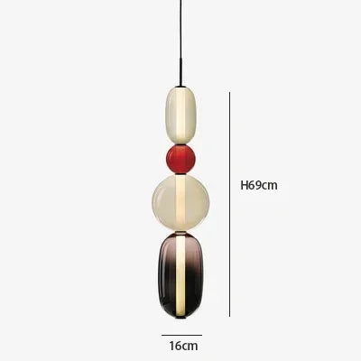 Designer Candy Glass Totem Pendant Light in Bold Colors for Dining Room