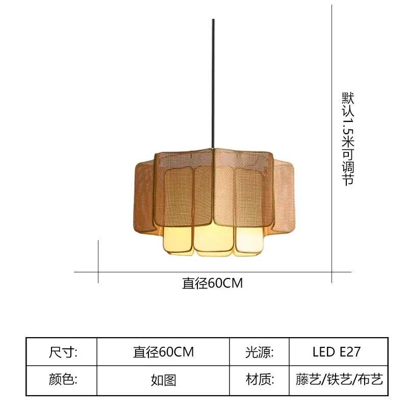 Bohemian Rattan Pendant Light for Dining Room