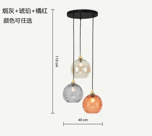 Nordic Dimpled Glass Ball Pendant Light in Jewel Colors for Kitchen
